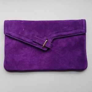 Ela purple suede clutch